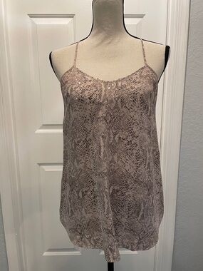 Rebecca Taylor Pink-Taupe Snake-Print Silk Camisole